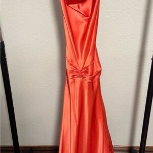 Cache Vibrant Orange Satin Maxi Dress